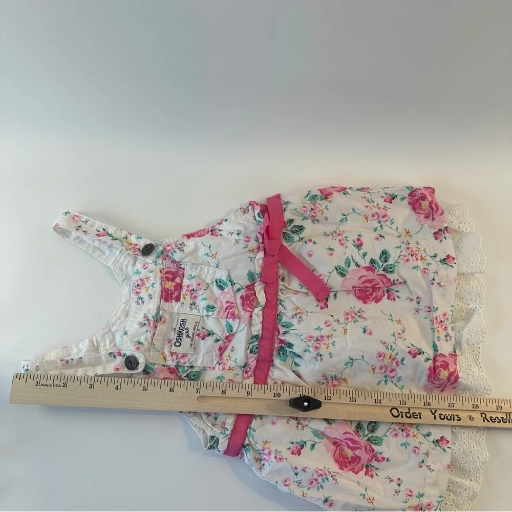 Oshkosh Girl HTF Retired Overall Dress Skirtall Floral Roses 24‎ Months Ribbon